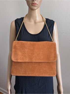 Mark and Graham Suede Leather Chainlink Strap Shoulder Bag